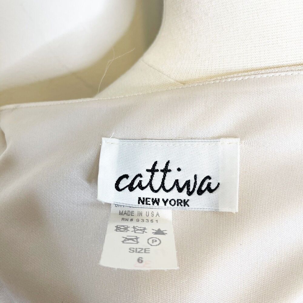 NEW Vintage Y2K Cattiva Size 6 Dress Beige Tan Shift Layered Long Sleeve Dressy - Picture 5 of 5